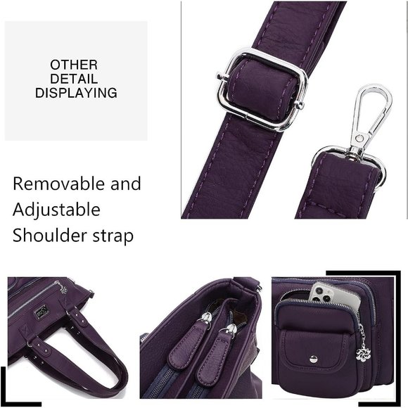 Women Purple Shoulder Large Tote Hobo Large Purses - Picture 4 of 7